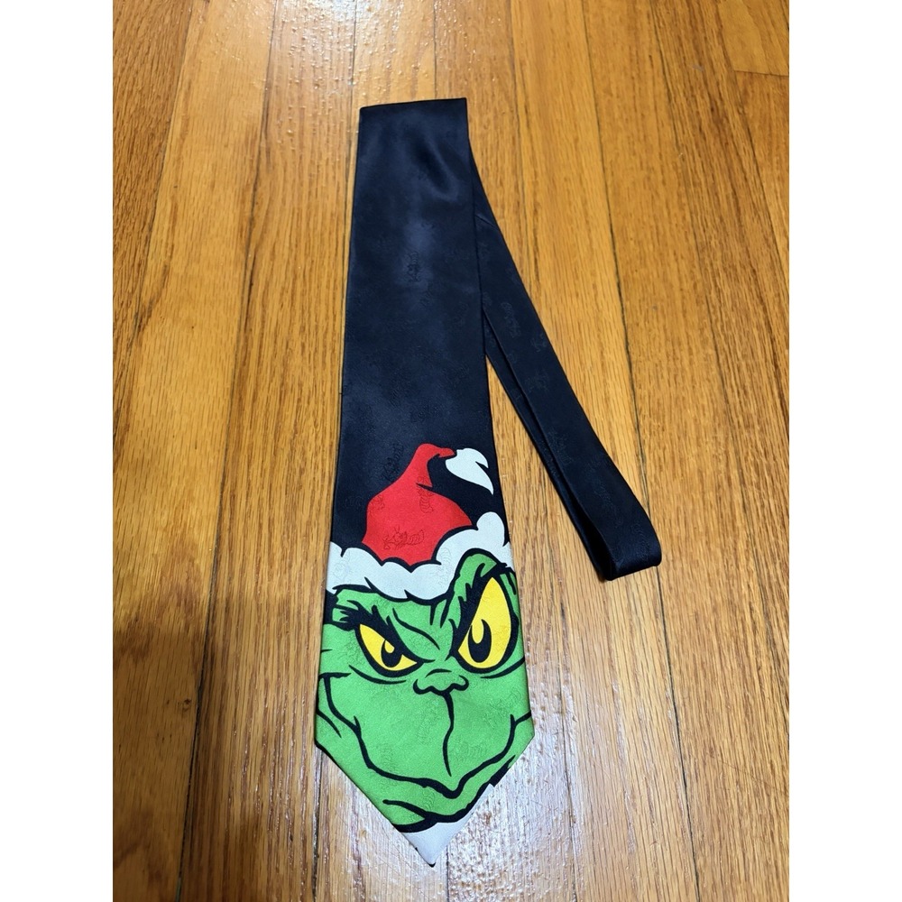 Vintage 1994 Dr Seuss Grinch Tie 100% Silk Poo-Poo to the Who Christmas 57"